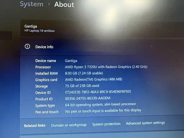 HP 14'', AMD Ryzen 5, 256 GB RAM, 256 GB, Улаанбаатар — Чингэлтэй — 7-р хороо