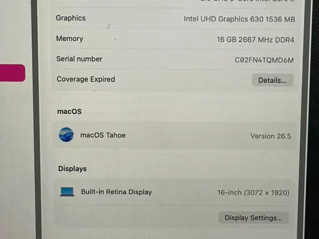 Apple 16'', Intel Core i9, 16 GB RAM, 512 GB, Улаанбаатар — Сүхбаатар — 6-р хороо