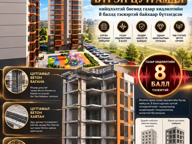 Эрдэнэт хотод 46мкв 2 өрөө байр, Орхон