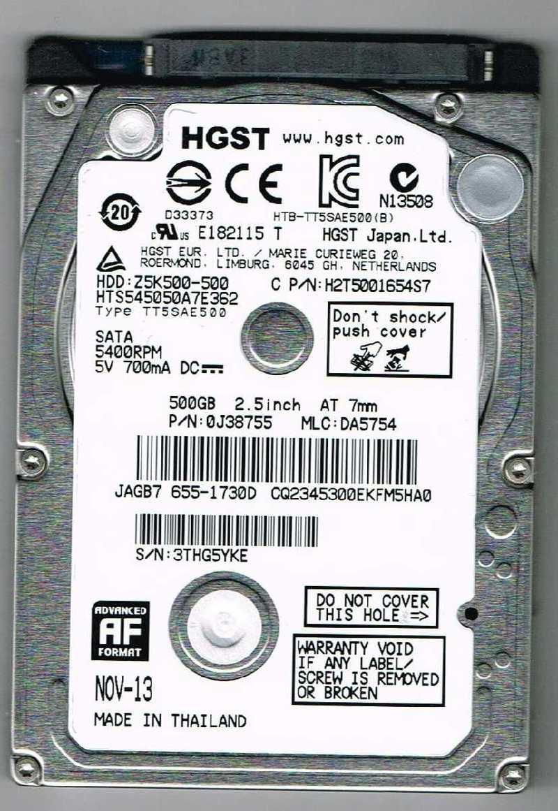 Hitachi travelstar z5k500 / 500gb notebook slim hdd / sata 6.0gb/s