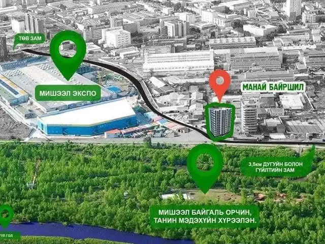 Мишээл экспо урд river side хотхонд 2 өрөө 41.69м2, Улаанбаатар — Хан-Уул — 15-р хороо