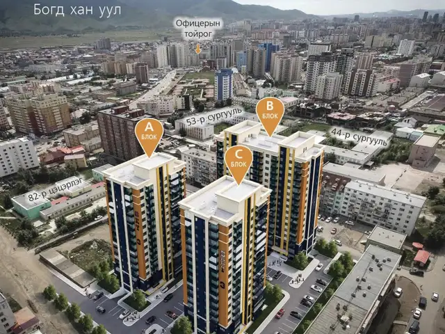 Sky residence 3 хотхон 48.03 мкв 2 өрөө, Улаанбаатар — Баянзүрх — 16-р хороолол