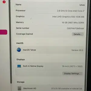 Apple 16'', Intel Core i9, 16 GB RAM, 512 GB, Улаанбаатар — Сүхбаатар — 6-р хороо