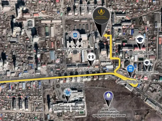 Бзд 8р хороо аdmiral хотхон 1 өрөө 37мкв, Улаанбаатар — Баянзүрх — Ботаник