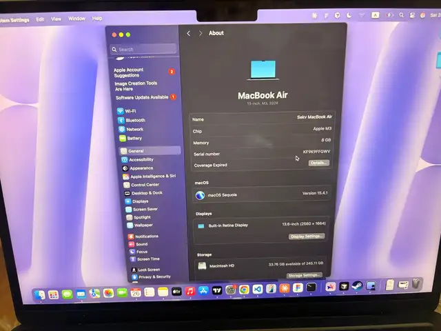 Apple 13.6, Apple M3, 8 GB RAM, 256 GB, Улаанбаатар — Хан-Уул — Хүннү